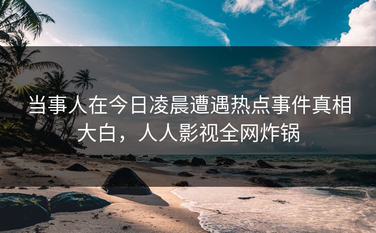 当事人在今日凌晨遭遇热点事件真相大白，人人影视全网炸锅