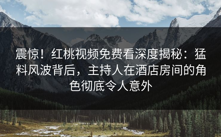 震惊！红桃视频免费看深度揭秘：猛料风波背后，主持人在酒店房间的角色彻底令人意外
