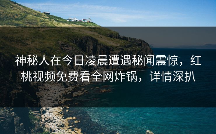 神秘人在今日凌晨遭遇秘闻震惊，红桃视频免费看全网炸锅，详情深扒