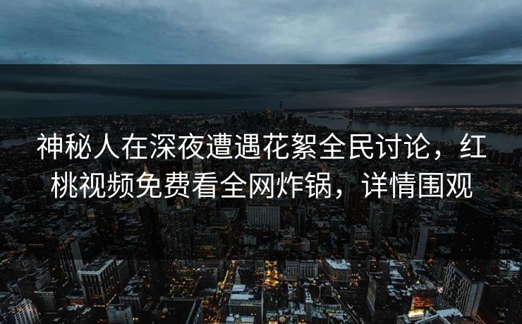 神秘人在深夜遭遇花絮全民讨论，红桃视频免费看全网炸锅，详情围观