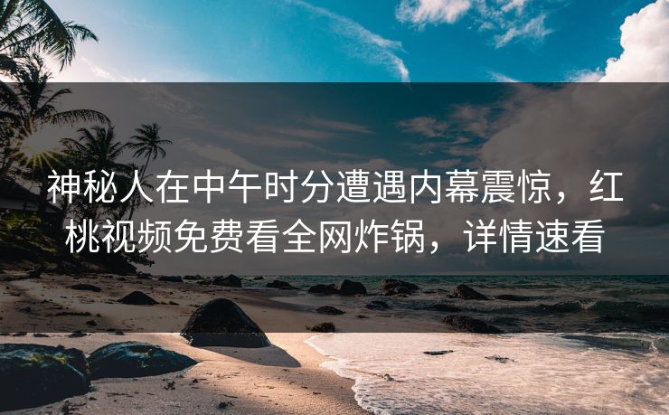 神秘人在中午时分遭遇内幕震惊，红桃视频免费看全网炸锅，详情速看