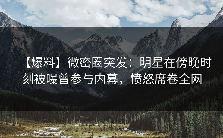 【爆料】微密圈突发：明星在傍晚时刻被曝曾参与内幕，愤怒席卷全网